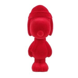 NWT. PEANUTS Snoopy With Santa Hat Red Flocked Figure
